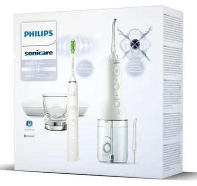 Obrázek produktu pro Elektrická zubní kartka a ústní sprcha PHILIPS HX3886/41 DiamondClean 9000, bílá barva