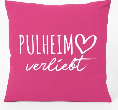 Produktbild von Huuraa Kissen Pulheim verliebt 40x40cm mit Füllung Fuchsia Baumwolle Dekokissen Geschenkidee