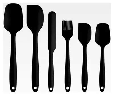 Produktbild von Silikon-Küchenutensilien-Set, 6-teiliges Silikon-Spatel-Set, hitzebeständig bis 204°C, Schwarz