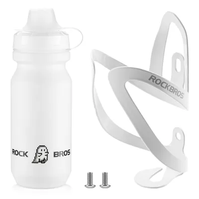 Produktbild von ROCKBROS Fahrrad Flaschenhalter Aluminium Weiß mit Trinkflasche 600ml Einhandöffnung BPA-frei auslaufsicher Weiß