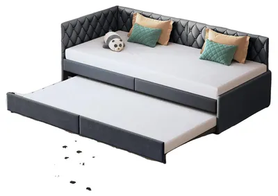 Image de Canapé-lit, design moderne, rangement peu encombrant, gris, 90 × 200 cm-a