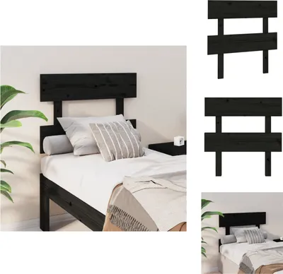 Produktbild von vidaXL Kopfteil Schwarz 103,5x3x81 cm Massivholz Kiefer -  Kopf- & Fußenden