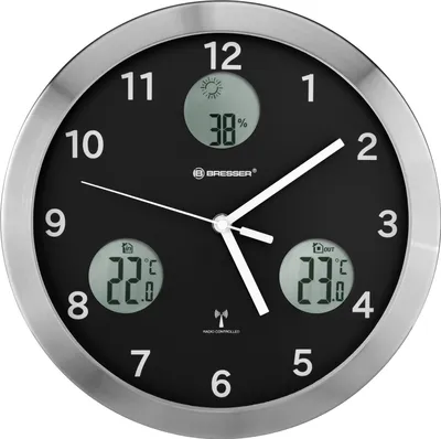 Produktbild von Bresser Mytime Funk-wanduhr Mit Temperatur-und Feuchtigkeitsmessung Schwarz Schwarz One Size