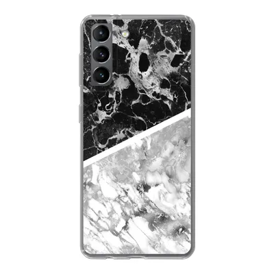 Produktbild von MuchoWow® Handyhülle Schutzhülle Hülle für Samsung Galaxy S21 Marmor - Schwarz - Weiß - Luxus Silikon Softcase Handy Hülle - Softcase