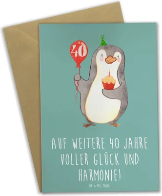 Produktbild von Mr. & Mrs. Panda babykarte 40. Hochzeitstag Rubinhochzeit - Meeresbrise - Geschenk, weihnachtskarten, Liebe, einladungskarten, osterkarten, Heiraten, osterkarte, Ehe