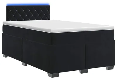 Zdjęcie produktu dla Łóżko platformowe vidaXL z materacem i podświetleniem LED, czarne, 120 x 190 cm, obita welurem