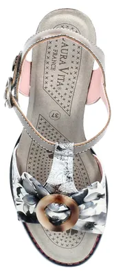 Produktbild von Laura Vita Damen Sandalette mit T-Riemen Schleife und runder Schnalle Decbyo 24, Größe:39 EU, Farbe:Grau