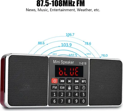 Zdjęcie produktu dla 87.5-108MHz Stereo FM Radio PW Cut Memory Tf USB Music Zestaw głośnomówiący MP3 Player Radio Czerwony