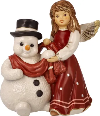 Produktbild von Goebel Engel Kuschelige Winternacht, Dekofigur, Weihnachten, Steingut, Bordeaux, 14.5 cm, 41675291