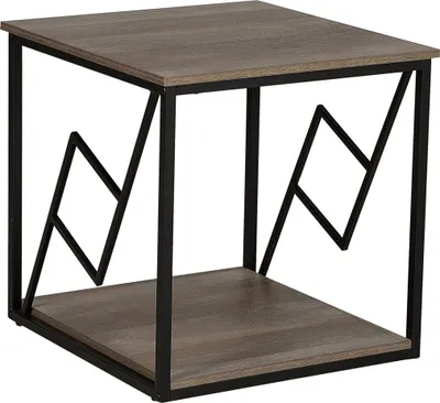 Zdjęcie produktu dla BELIANI Stolik ciemnobrązowy czarna metalowa rama kwadratowy 56 x 56 cm półka industrialny