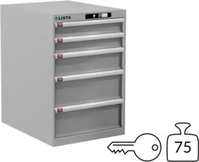 Produktbild von Lista Schubladenschrank - 14.399.020 - 850x564x725 mm (HxBxT) - 5 Schubladen - 75 kg - Key Lock - lichtgrau (RAL 7035)