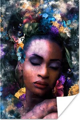 Produktbild von MuchoWow® Poster Frau - Rauch - Farben 80x120 cm - Papierdruck