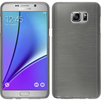 Produktbild von PhoneNatic Case kompatibel mit Samsung Galaxy Note 5 - silber Silikon Hülle brushed + 2 Schutzfolien