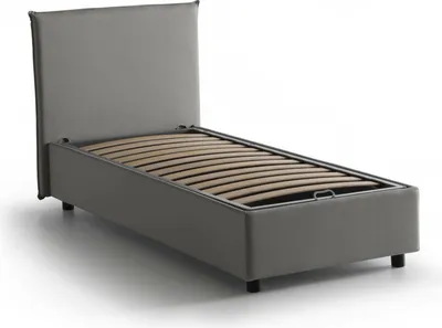 Produktbild von Einzelbett Dbacchi, Containerbett mit Stoffbespannung, 100%  Italy, Frontöffnung, passend für Matratze Cm 80x200, Grau