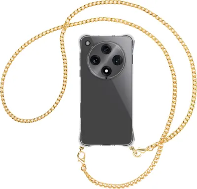 Produktbild von Handykette Backcover-Schutzhülle mit Band (Metall goldfarben) für Oppo Find X8 Pro 5G - goldfarbene Kette