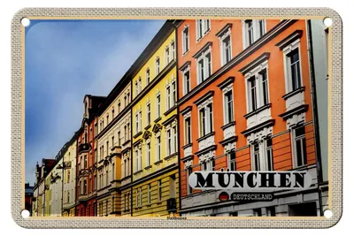 Produktbild von Blechschild Städte München Haidhausen Gebäude 18x12cm Dekoration