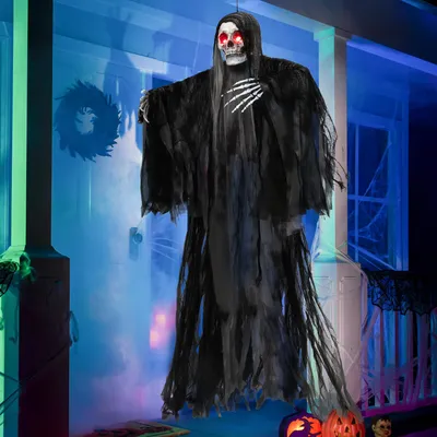 Produktbild von Sensenmann Halloween Deko 150 cm mit leuchtenden Augen & Sound, Grusel Geist