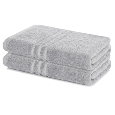 Zdjęcie produktu dla Lavea® zestaw 2 ręczników kąpielowych 100 x 150 cm bawełna, chłonny ręcznik kąpielowy duży, frotte Elena, ręcznik kąpielowy, miękki, można prać w 60 °C, można suszyć w suszarce, srebrny