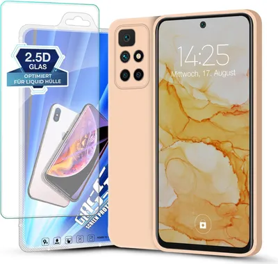 Produktbild von Hülle für Xiaomi Redmi 10 mit 9H Displayglas Displayschutz Case Cover Bumper Silikon Softgrip Schutzhülle Farbe: Rosa