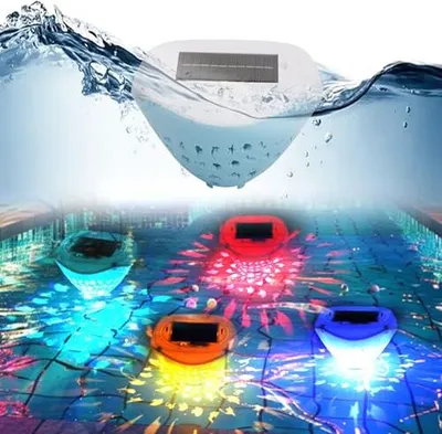 Produktbild von Mumisuto Pool Beleuchtung LED Whirlpool, schwimmende LED, Hänge IP67 wasserdichtes Licht USB wiederaufladbar & solar angetrieben, 4 Farben 6 Modi, Sch