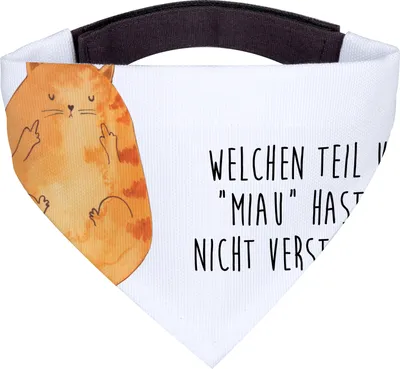 Produktbild von Mr. & Mrs. Panda Hund Halstuch Katze Mittelfinger - Weiß - Geschenk, Cat, Mietze, Hunde-Halstuch, Cats, Kater, Hundehalstuch, Hunde, Für, Katzen