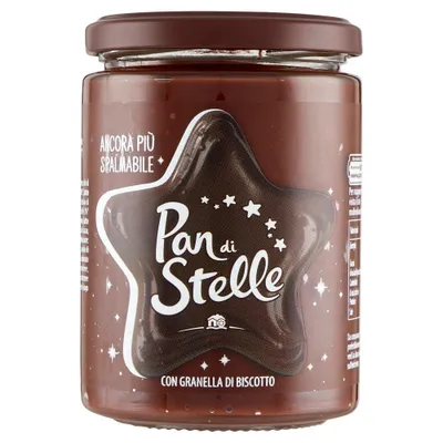 Produktbild von Haselnusscreme mit Keksen 380g - Pan di Stelle