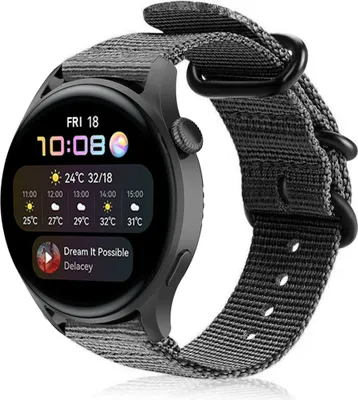 Produktbild von Strap-it Huawei Watch 3 (Pro) Nylon-Schnallenarmband (Schwarz)
