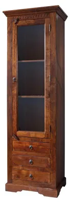 Immagine prodotto di MASSIVMOEBEL24 | vetrina in legno di Acacia 60x44x190 nougat laccato OXFORD #528