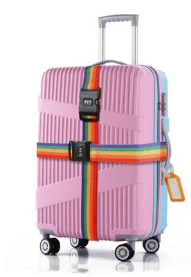 Produktbild von Gepäckgurt-Set mit TSA-Schloss orange Gepäckanhänger für Reisetaschen