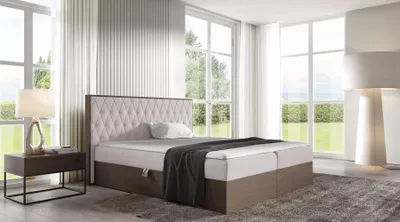 Obrázek produktu pro Manželská postel 160x220 CHANTELLE 6 - tmavý dub / béžová + topper
