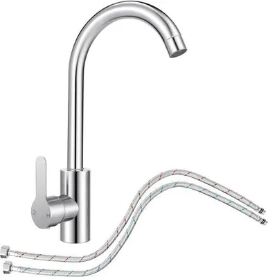 Obrázok produktu pre Otočná kuchynská batéria z nehrdzavejúcej ocele s vysokým výtokom, 3/8"