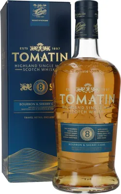 Produktbild von Tomatin 8 Years Old BOURBON & SHERRY CASKS Travel Retail Exclusive 40% Vol. 1l in Geschenkbox