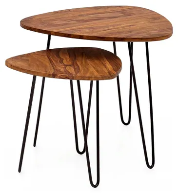 Produktbild von Design Beistelltisch Set aus Sheeshamholz und Metall