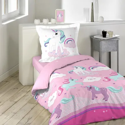 Obrázok produktu pre Posteľná bielizeň s obliečkou na vankúš Unicorn, bavlna, viacfarebná, 140 x 200 cm - Douceur d'intérieur