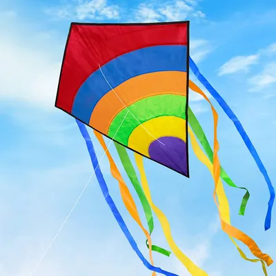 Produktbild von Flugdrachen Regenbogen Drachen mit 80m Einleiner Flugdrachen Delta Drachen 73*65 cm Spannweite Großer Kinderdrachen