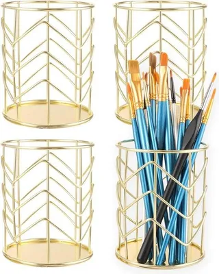 Produktbild von 4 Stifthalter, Gold, Büro-Organizer, Gold, Stifthalter, offene Arbeit für Schule, zu Hause, Büro