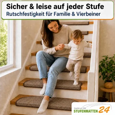 Produktbild von Stufenmatten Rambo New Halbrund SparSet - Braun 15 Stück, KI-generiertes Bild
