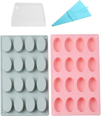 Image de 2 Moules en silicone antiadhésifs pour la fabrication de glaçons, de gelée, de chocolat, de savon, de bonbons, avec poche à douille et raclette