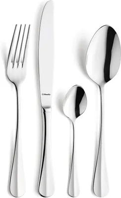 Imagen del producto de Silecomplaza, juego de cubiertos tipo baguette para 6 personas, juego de cubiertos para la mesa de 24 piezas, acero inoxidable pulido y resistente a la corrosión, apto para lavavajillas