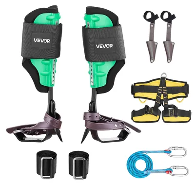 Produktbild von VEVOR Baumkletterspitzen-Set, höhenverstellbare Baumkletterausrüstung mit Riemen & Gurt, 159 kg Tragfähigkeit, robuste Stahlklettersporen, Arboristenausrüstung für Obsternte und Jagd, Professionell-a, Sicherheitsgurt-b