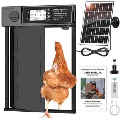 Produktbild von Automatische Hühnerstalltür mit Solarbetrieb - 29 x 22,5 cm - Aluminium - Mit Fernbedienung