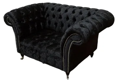 Produktbild von Chesterfield Sessel Design Polster Couch Schwarz Textil Stoff Lounge