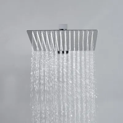 Produktbild von JOHO Regendusche Duschkopf aus 304 Edelstahl, Eckig Einbauduschköpfe Regenbrause Brausekopf Quadratisch 25x25cm Chrom