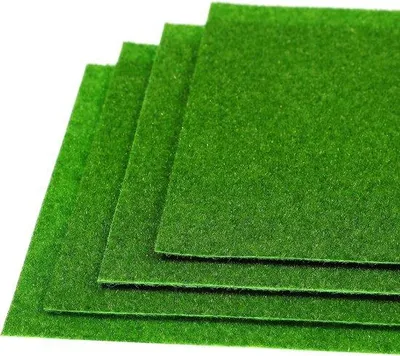 Obrázek produktu pro Sada 4 kusů miniaturních trávníků, 15 x 15 cm, umělá tráva, mikrotráva, pro modelářství v interiéru i exteriéru