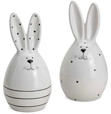 Produktbild von Osterhasen weiß schwarz 2er Set 18 cm