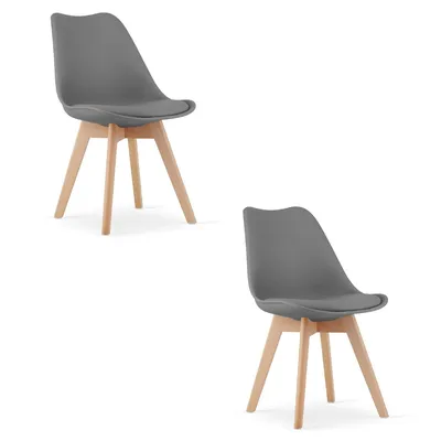 Produktbild von Home Collective 2er Set Esszimmerstuhl Stuhl Wohnzimmerstuhl 2x graphit mit Kunststoffbeinen in natur, bequemer & stabiler Schalenstuhl