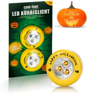 Productafbeelding van com-four® 2x LED-pompoenlamp voor Halloween - Pompoenverlichting - geel