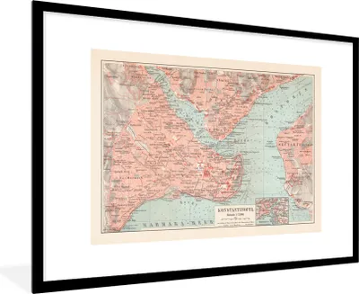 Produktbild von MuchoWow® MuchoWow® Gerahmtes Poster Vintage - Karte - Farben 90x60 cm - Poster mit zchwarzem Bilderrahmen - Wanddekoration - Fotos
