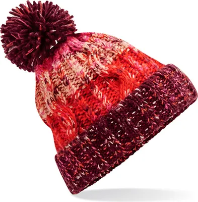 Zdjęcie produktu dla Beechfield B486 | Corkscrew Pom Beanie Czapka zimowa - Kolor: Cherry Sherbet - Rozmiar: Jeden rozmiar