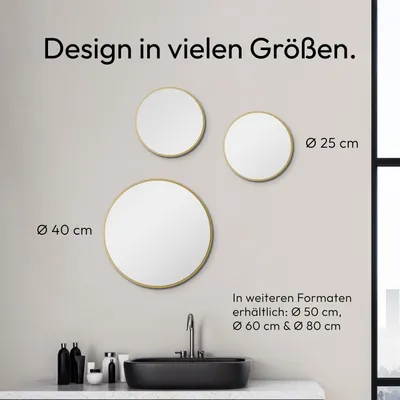 Zdjęcie produktu dla Okr?g?e lustro Talos Picasso z?ote Ø 25 cm - z wysokiej jako?ci aluminiow? ram? zapewniaj?c? stylow? atmosfer? - idealne okr?g?e lustro ?azienkowe, które ??czy w sobie elegancj? i funkcjonalno??
